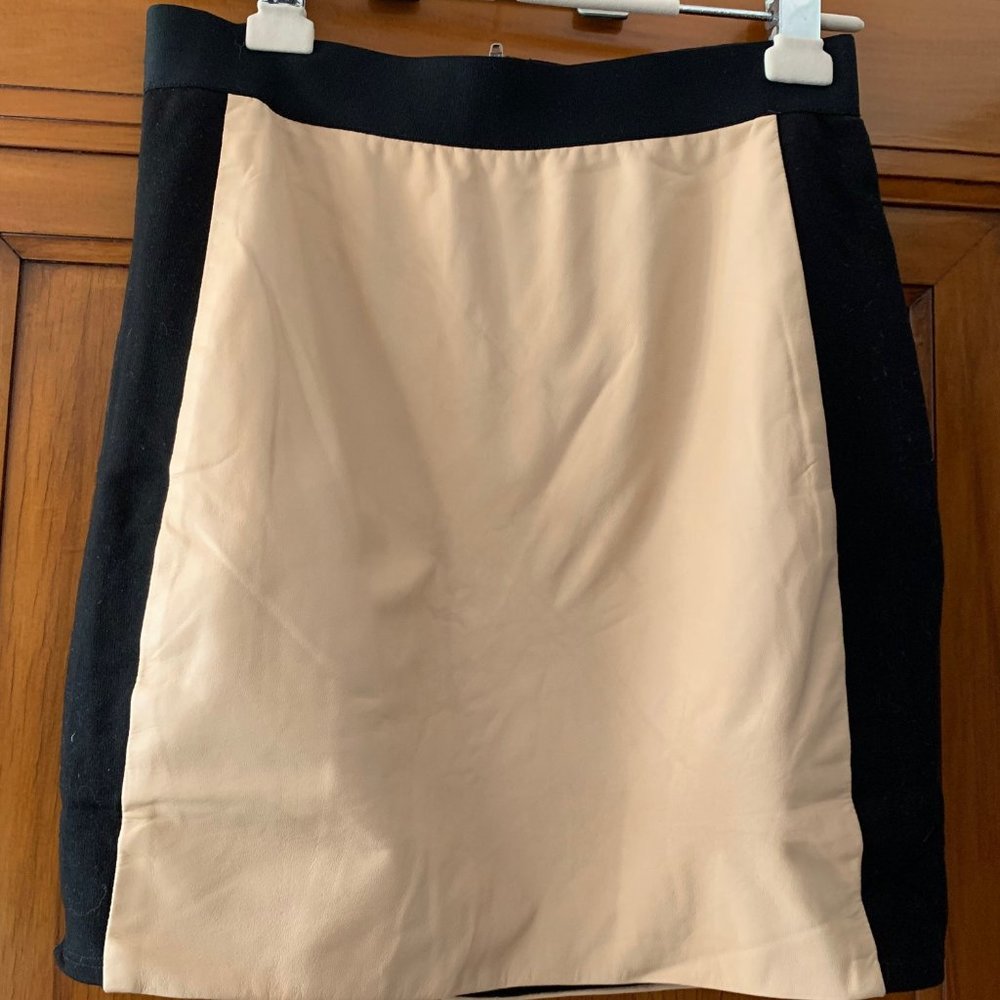 Blush leather mini skirt